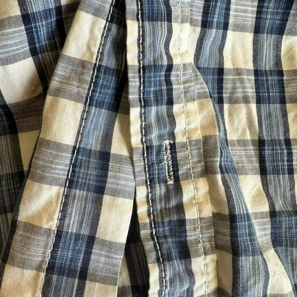 y2k Pepe Jeans Blue Plaid Long Sleeve Button Down Shirt Mens L *missing button* - Picture 5 of 7